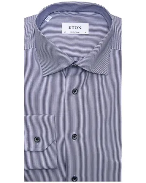 Dark Blue Thin Striped Dress Shirt