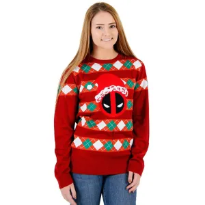 Deadpool Santa Hat Stripes Ugly Christmas Sweater