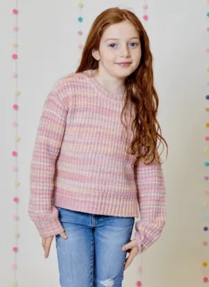 Design History Girls Sweater in Pink Lilac Combo