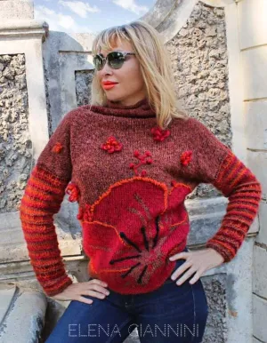 Designer Hand Knitted Mohair Multicolor Sweater