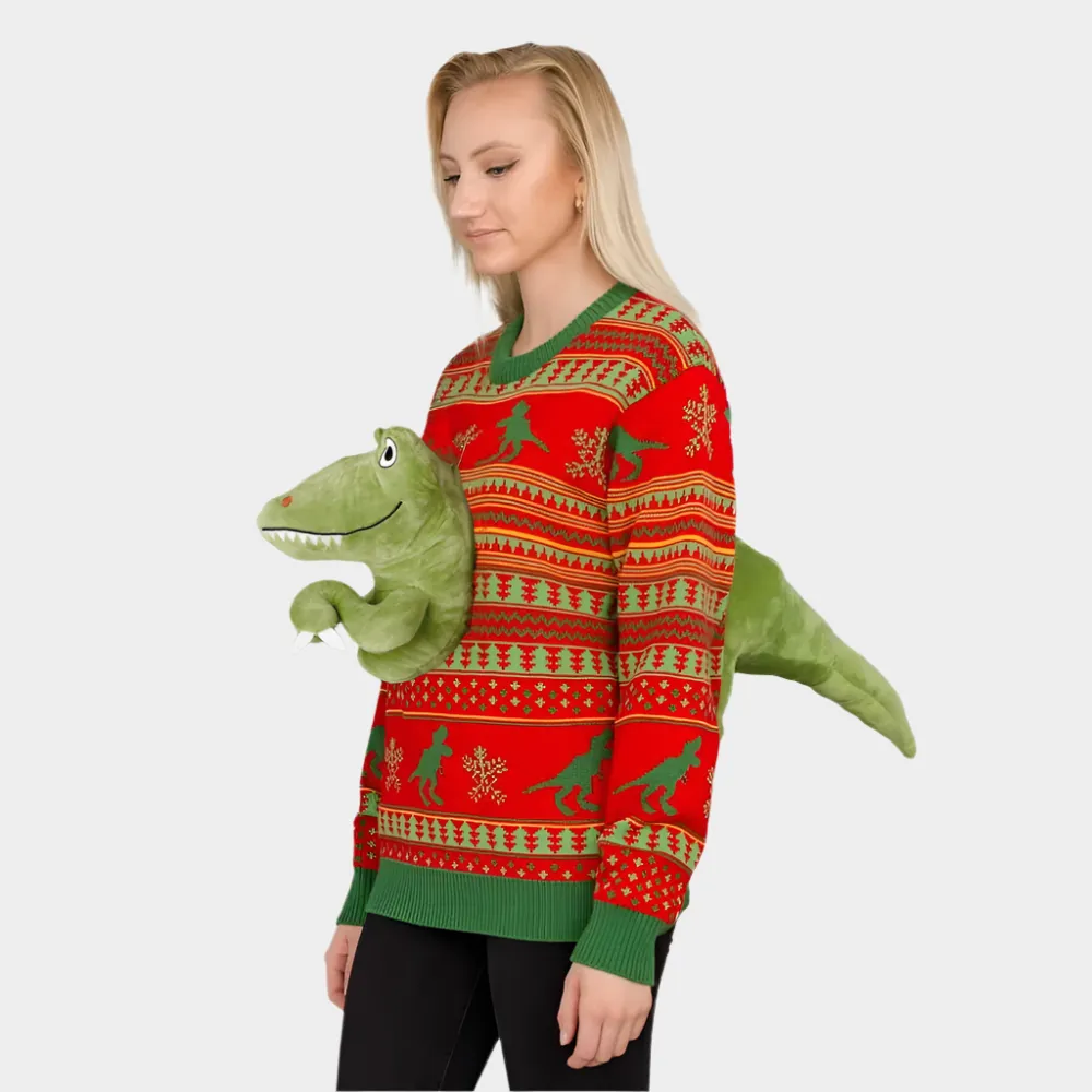 Dino Claus Ugly Sweater – Unleash the Holiday Beast!