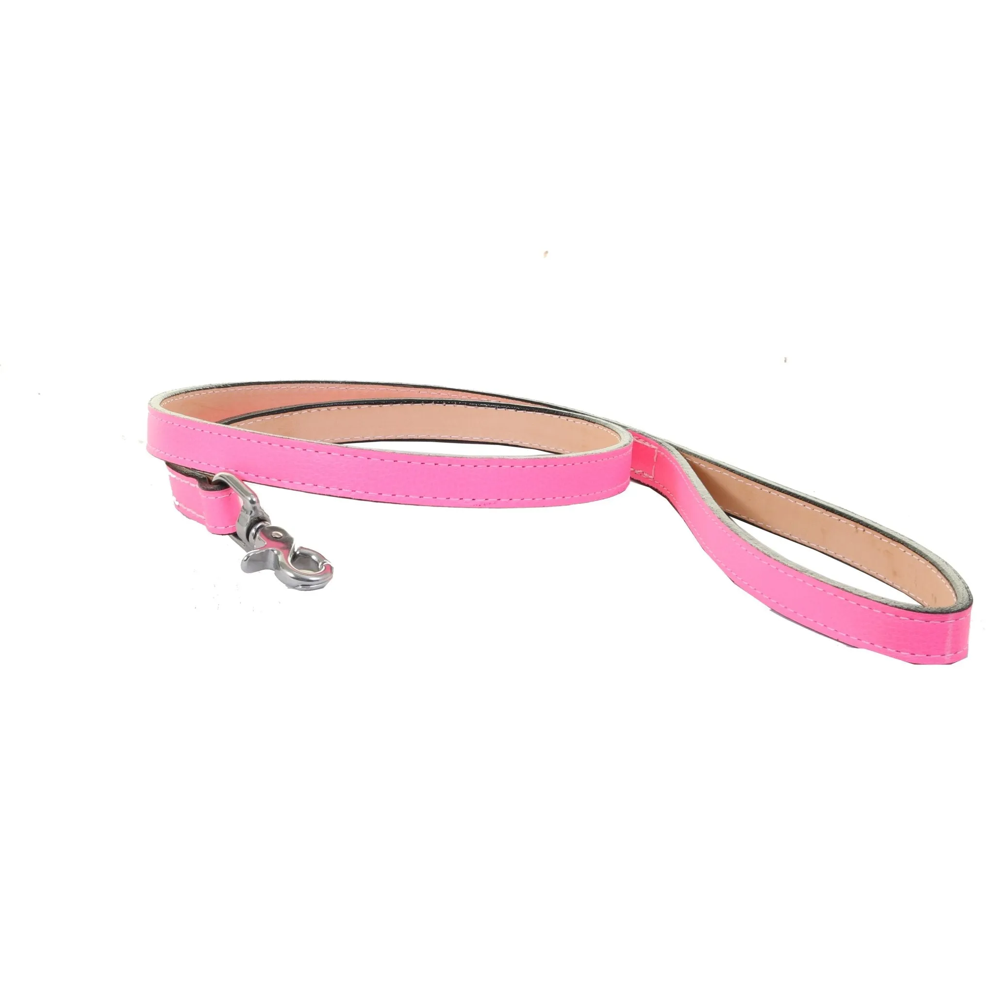 DL07 - Pink Leather Dog Leash