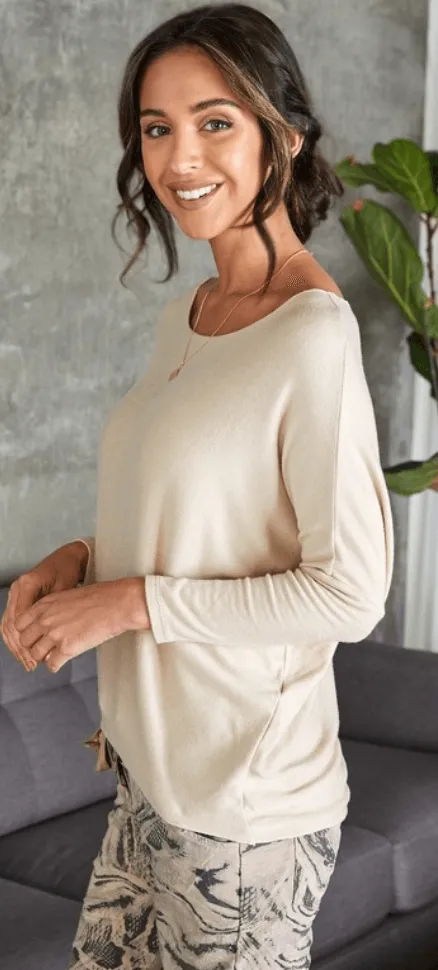 Dolman Lightweight Sweater in Beige by Venti 6