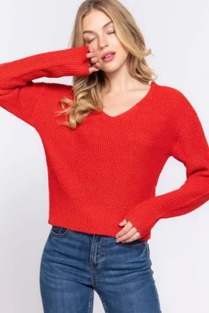 Dolman Sleeves Strappy Open Back Sweater