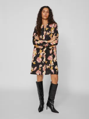 DORTEA SHIRT DRESS (BLACK/ OLD ROSE)