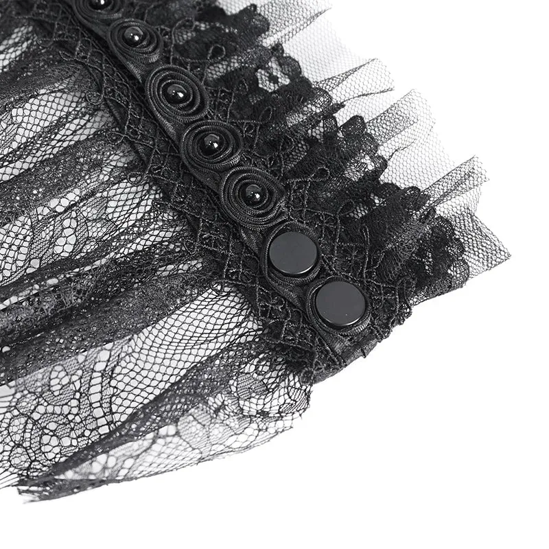 EAS015 Eyelash lace and pleated lace stand collar