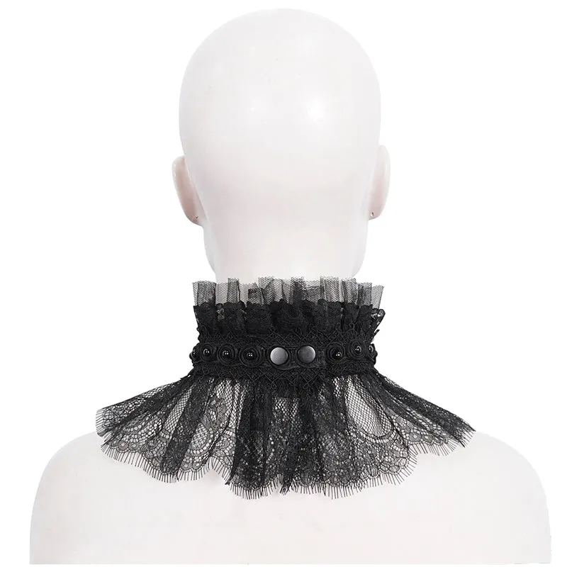 EAS015 Eyelash lace and pleated lace stand collar