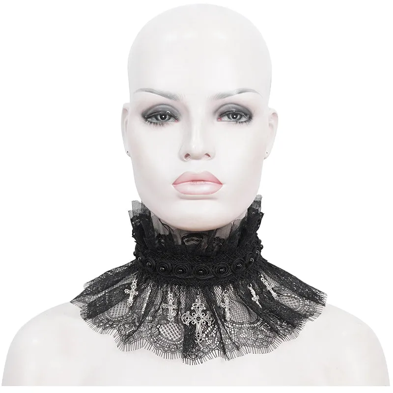 EAS015 Eyelash lace and pleated lace stand collar