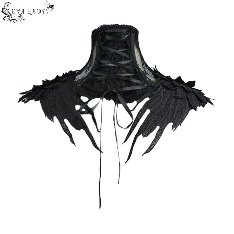 ECA003 Gothic accessory feather adjustable ribbons lace sexy women collar with rose flower