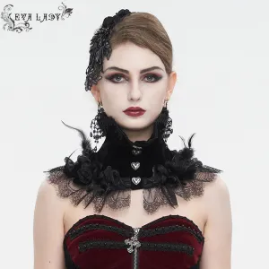 ECA013 Feather rose lace collar