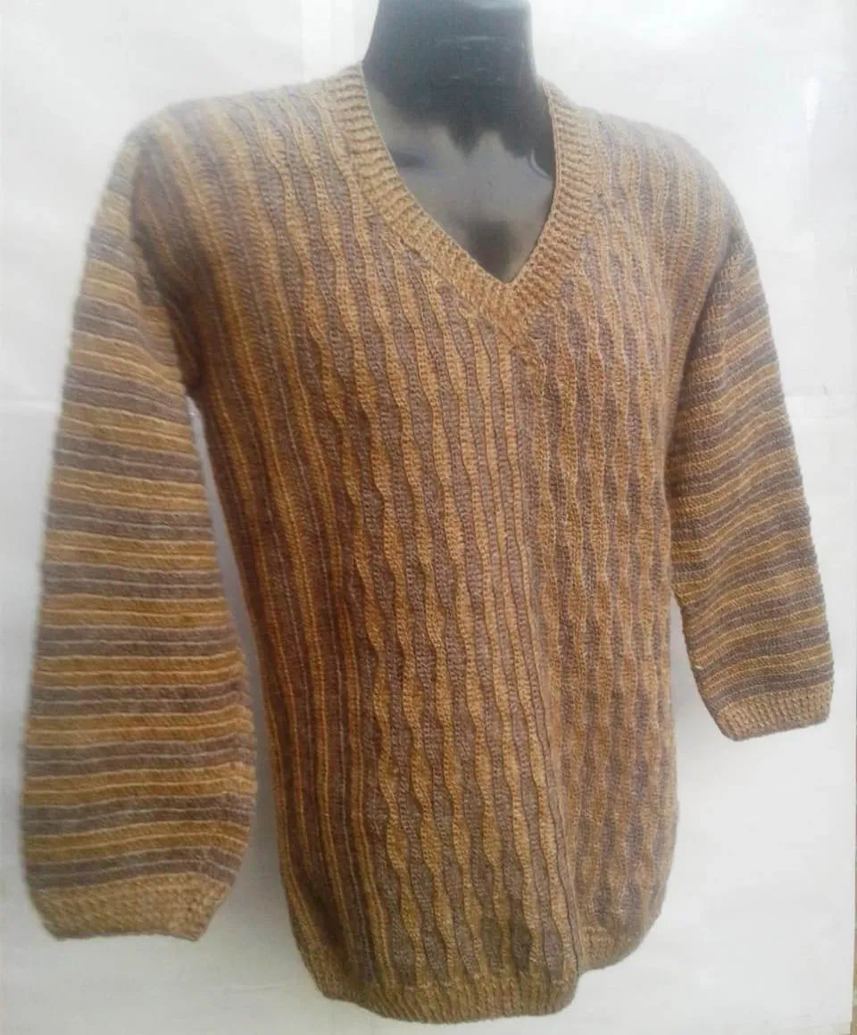 Elegant Crochet Design Beautiful Color Handmade Men Full Sleeve Sweater For Stylish Look