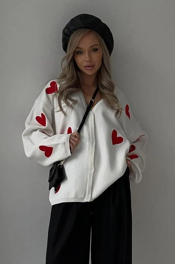 Embroidered Love Heart Knitted Sweater