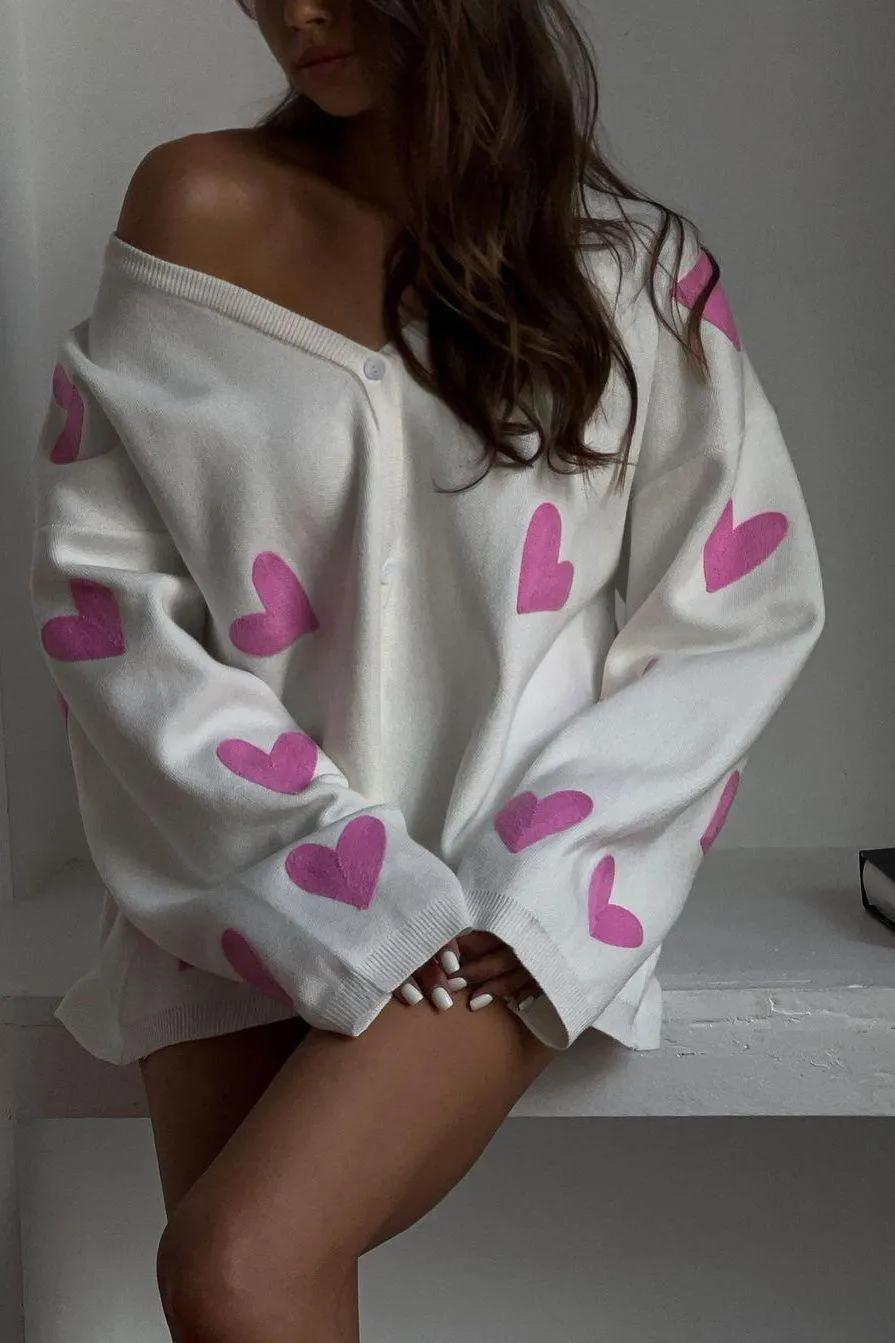 Embroidered Love Heart Knitted Sweater