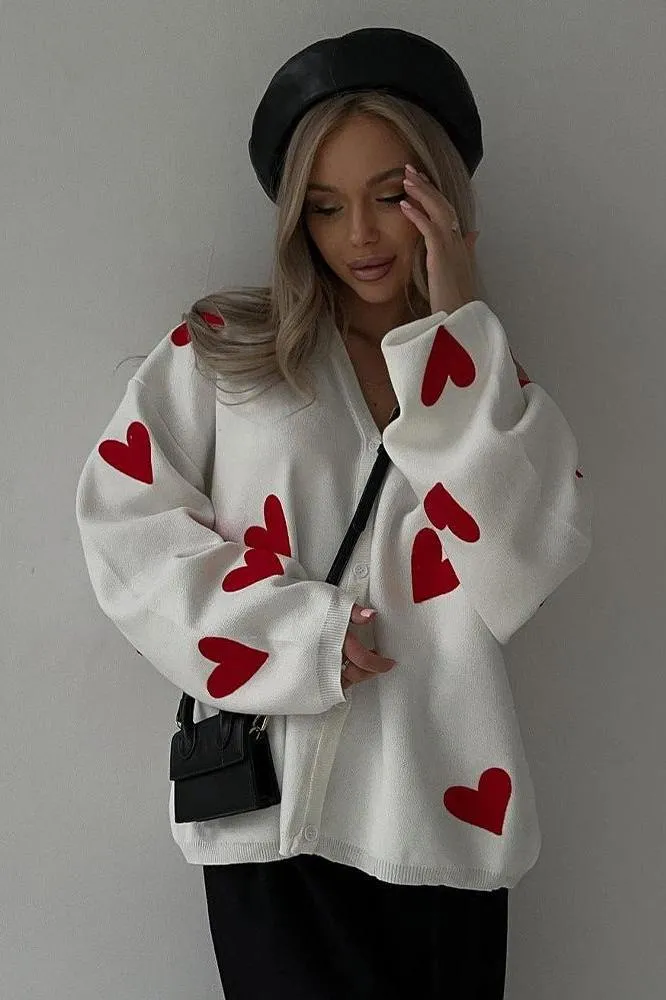 Embroidered Love Heart Knitted Sweater