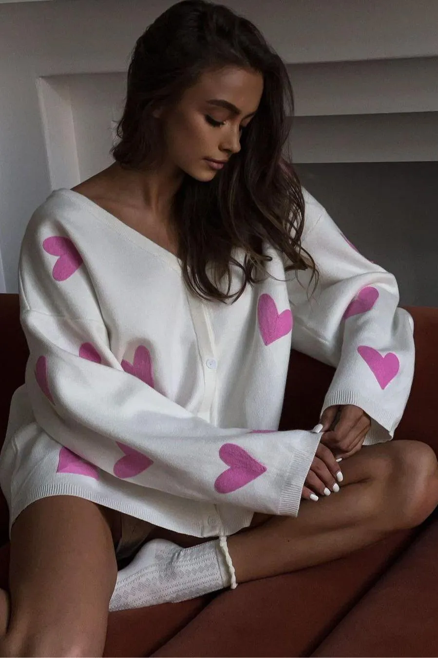 Embroidered Love Heart Knitted Sweater