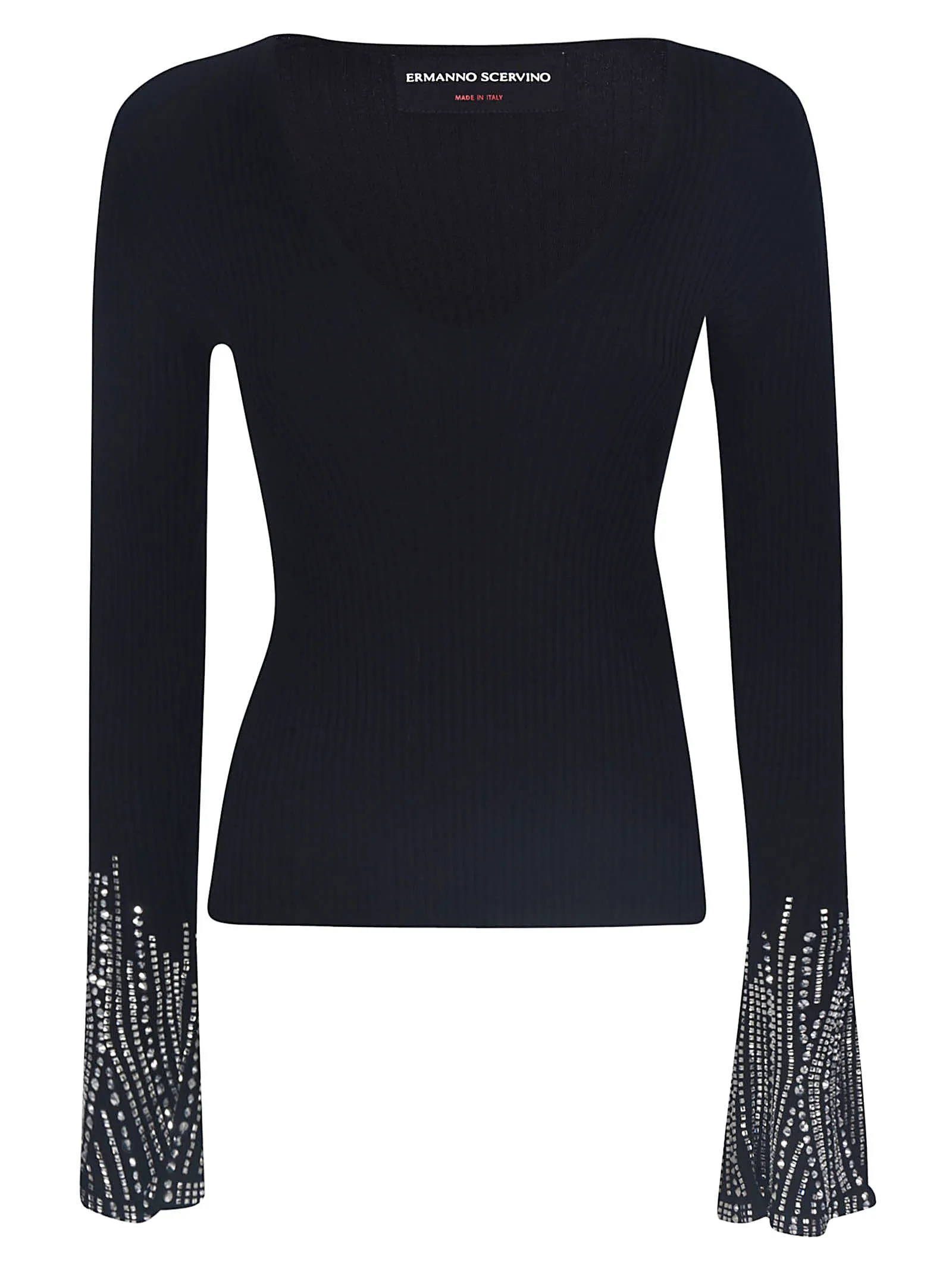 Ermanno Scervino Crystal Embellished Ribbed Knit Sweater