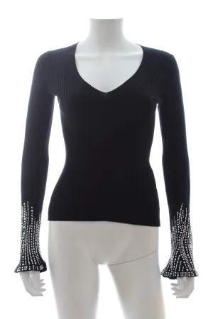 Ermanno Scervino Crystal Embellished Ribbed Knit Sweater