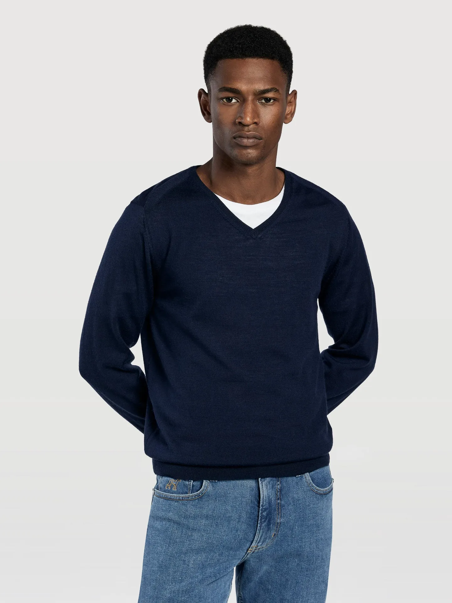 Extra fine merino wool v-neck sweater