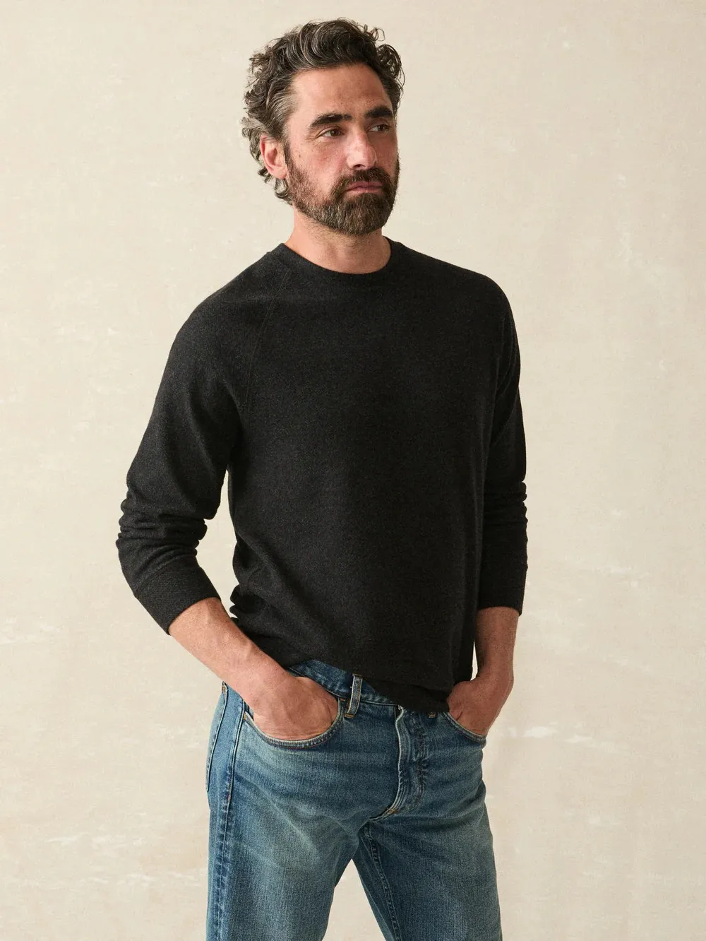 Faherty Legend Sweater - Heathered Black