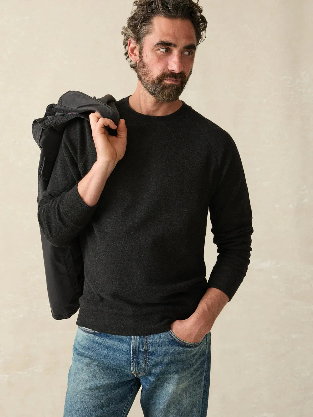 Faherty Legend Sweater - Heathered Black