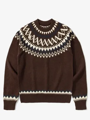 Fair Isle Pattern Crew Neck Knitted Sweater