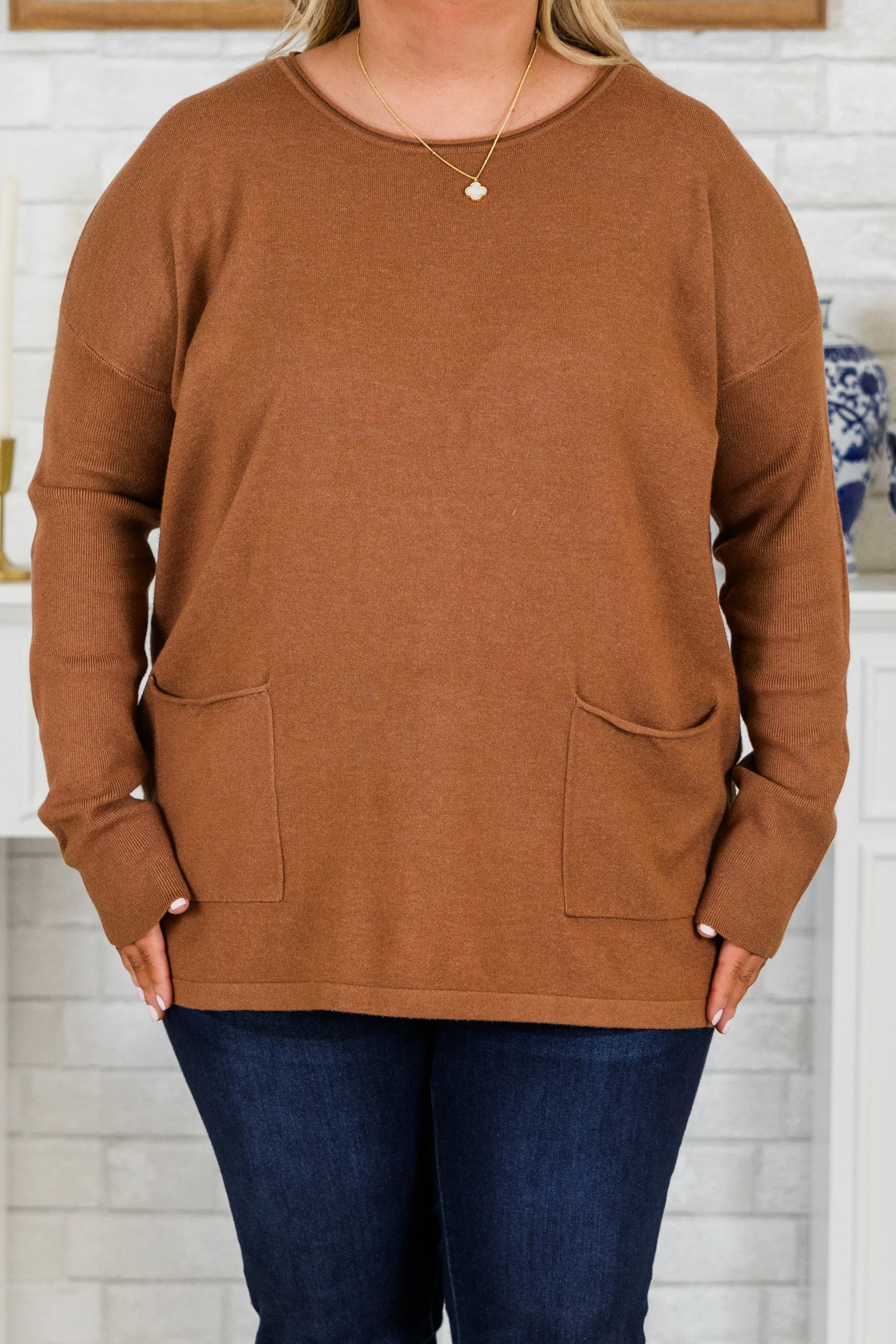 Fall into Fashion Sweater, Heather Deep Camel