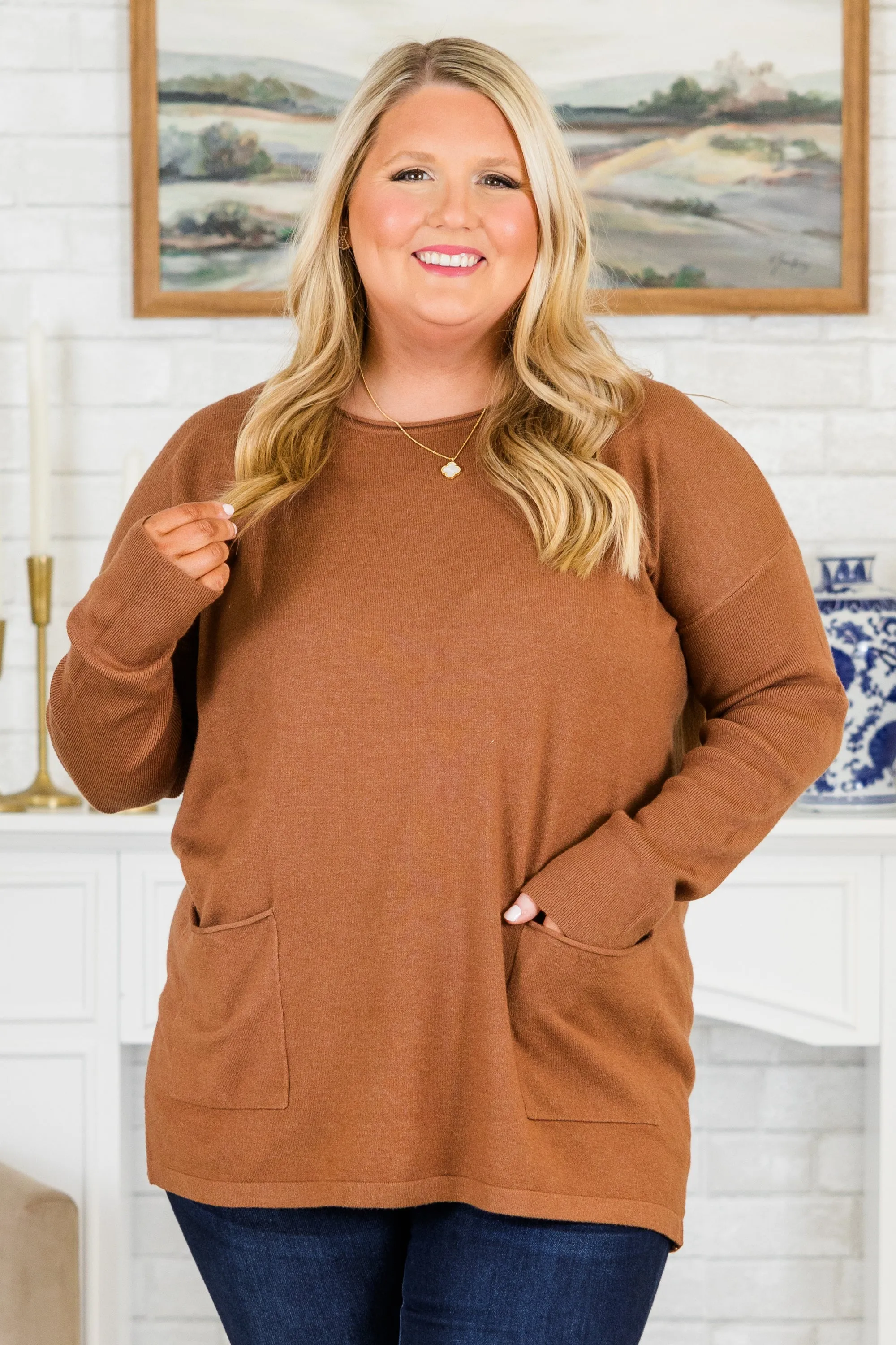 Fall into Fashion Sweater, Heather Deep Camel