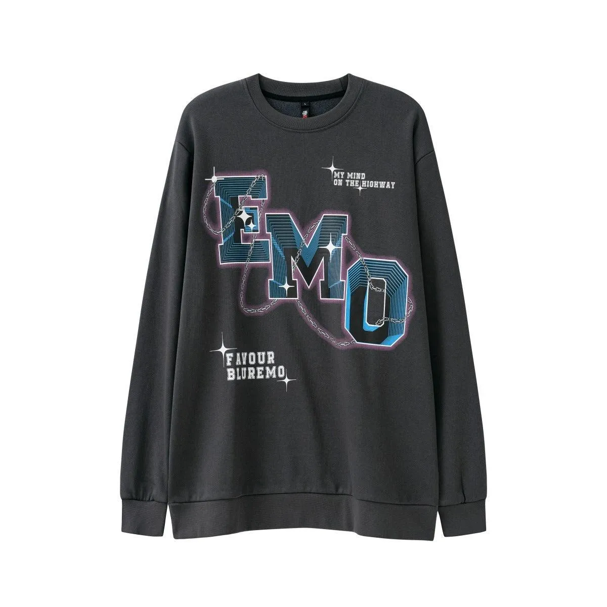 Fashion Letters Printed Long Sleeve Crew Neck Sweater - Hip Hop Style Pullover in Black & Gray