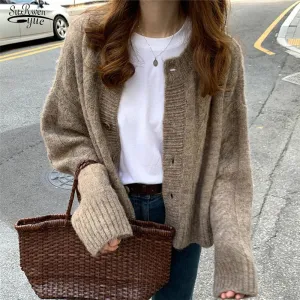 FashionSierra - Elegant Warm Sweater Cardigan Fashion Loose Thick V-neck Knitted Sweater