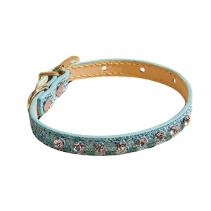 Faux Diamond Encrusted Cat Collar - Blue/Small