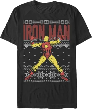 Faux Ugly Iron Man Christmas Sweater Marvel Comics T-Shirt