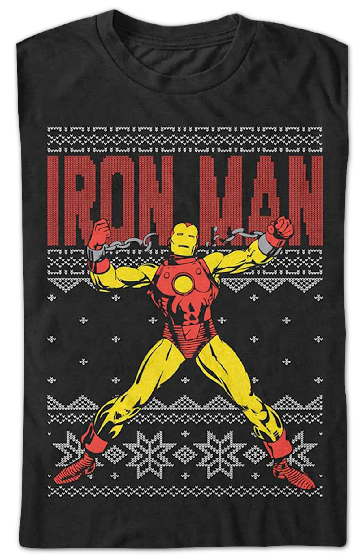 Faux Ugly Iron Man Christmas Sweater Marvel Comics T-Shirt