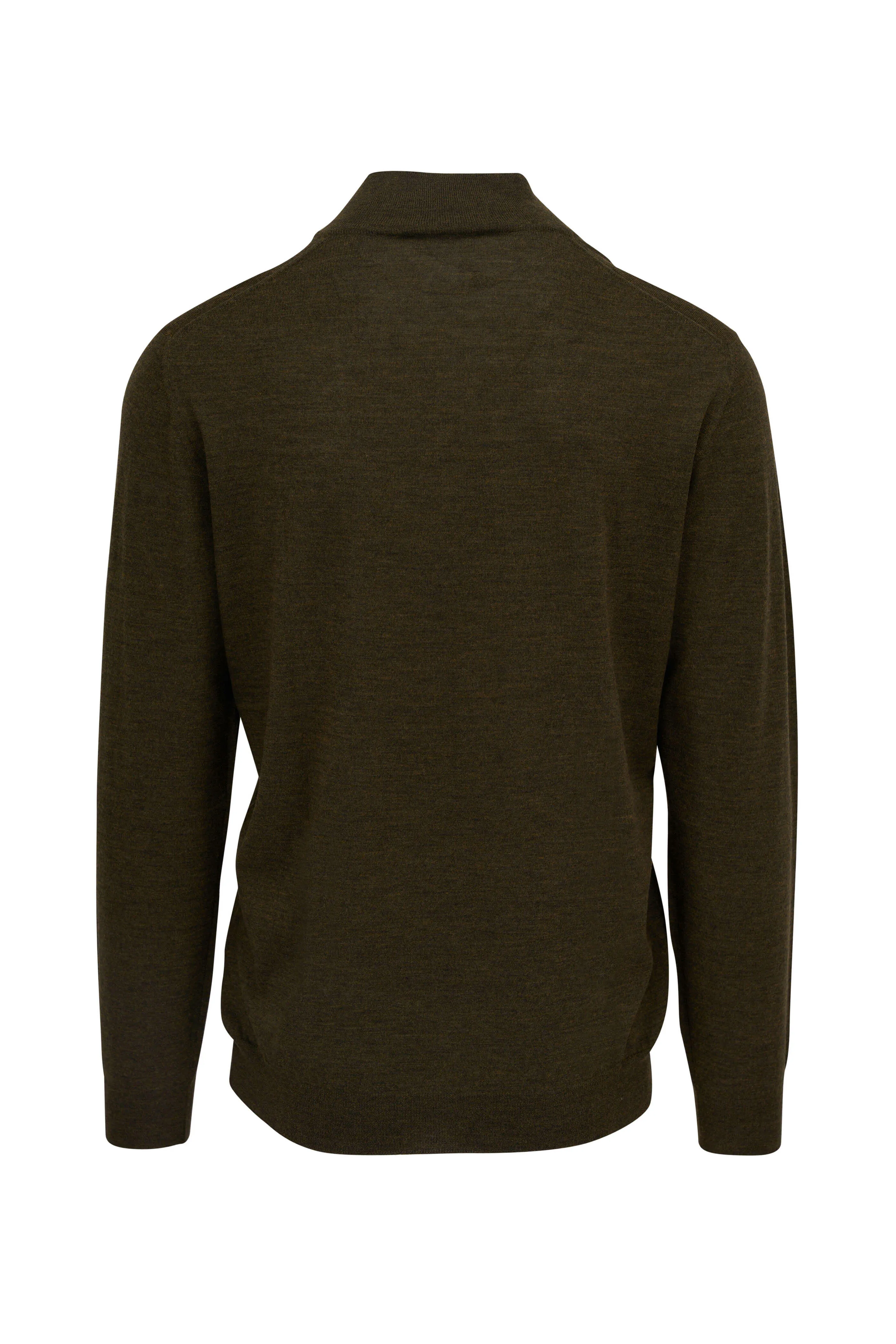 FAVONIO OLIVE VIRGIN WOOL HALF ZIP SWEATER