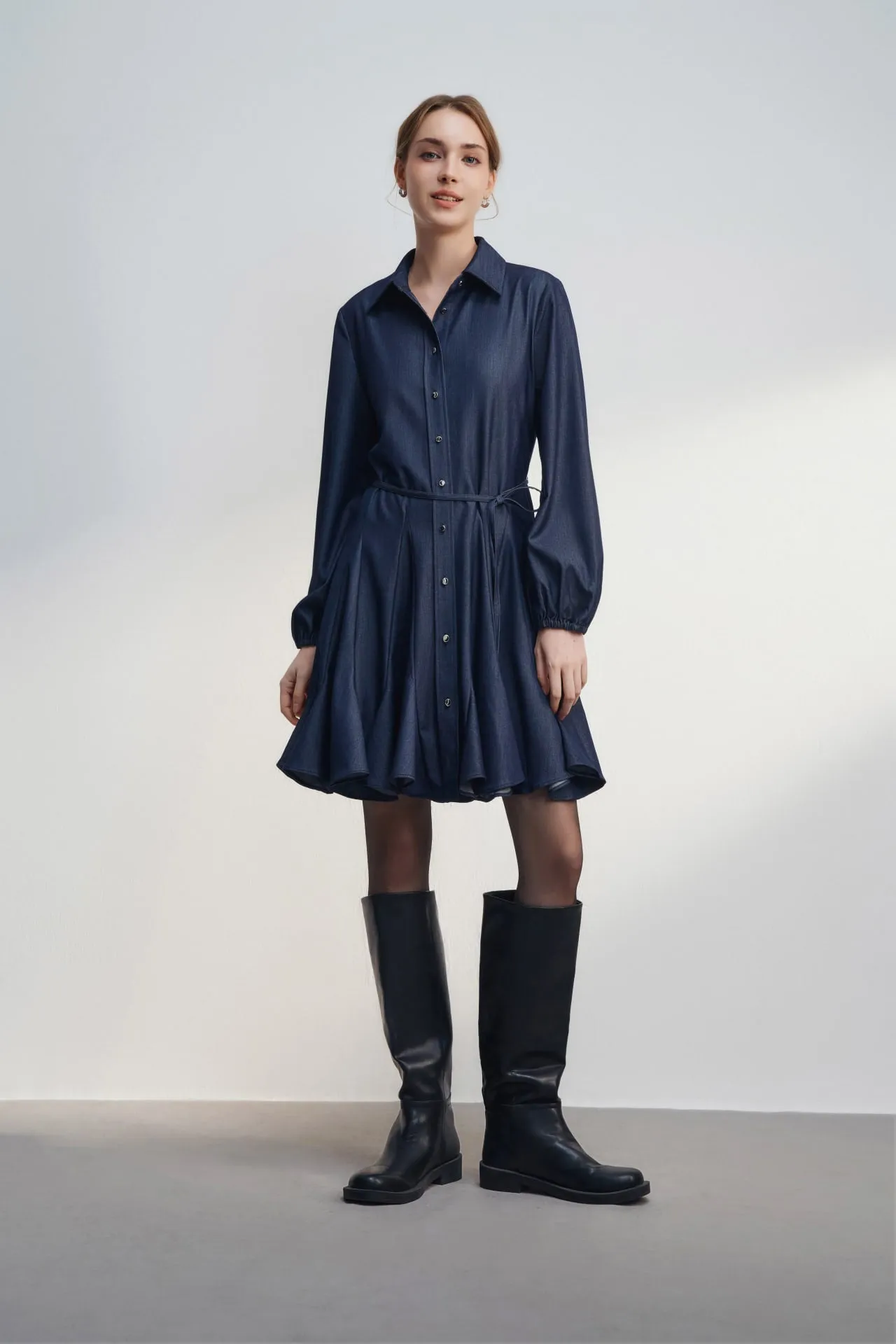 Fit & Flare Shirt Dress with Belt