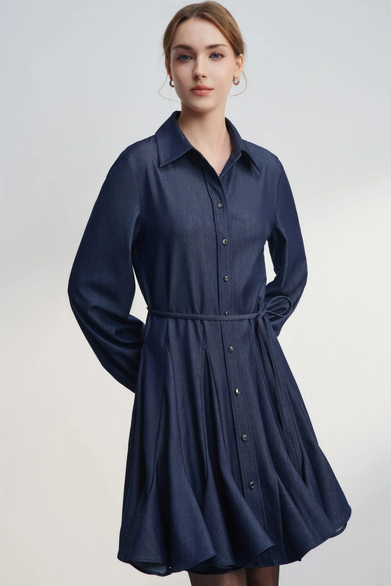 Fit & Flare Shirt Dress with Belt