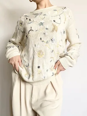 Floral Embroidered Sweater (S)