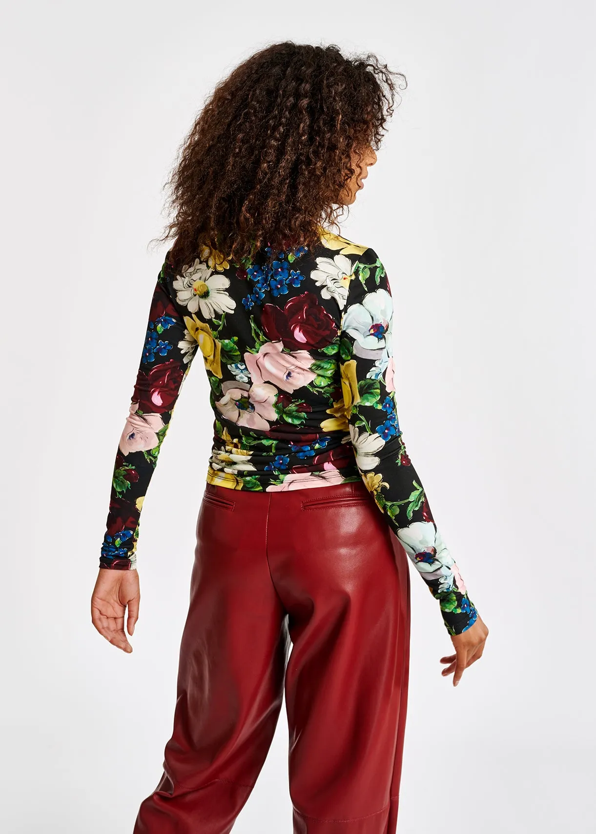 Floral print turtleneck top