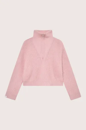 Florie Brushed Zip Knit - Baby Pink