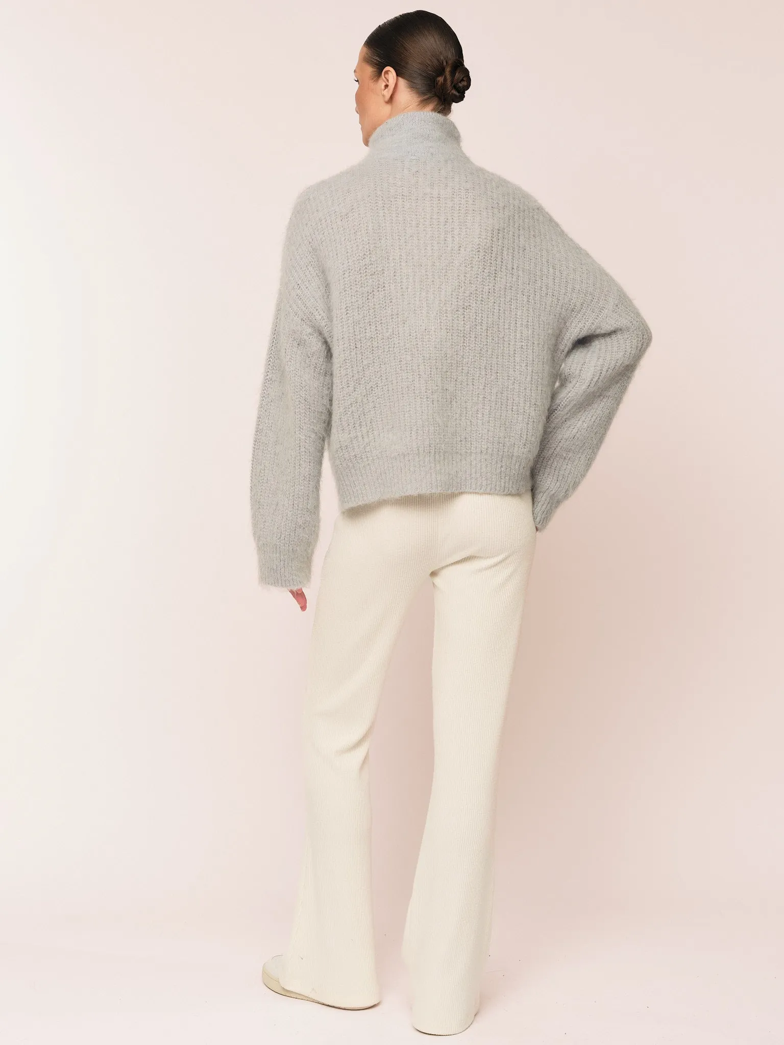 Florie Brushed Zip Knit - Sky Blue