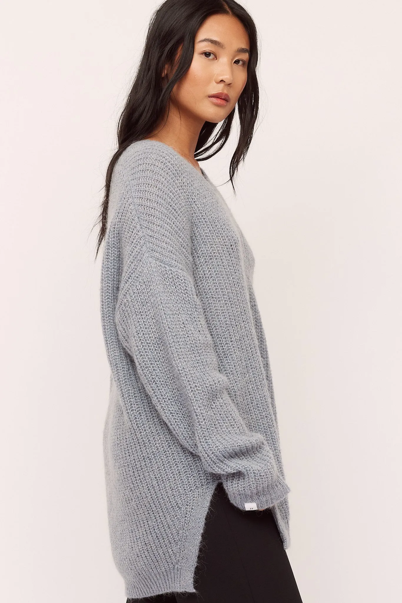 Florie V Neck Sweater - Greyish Blue