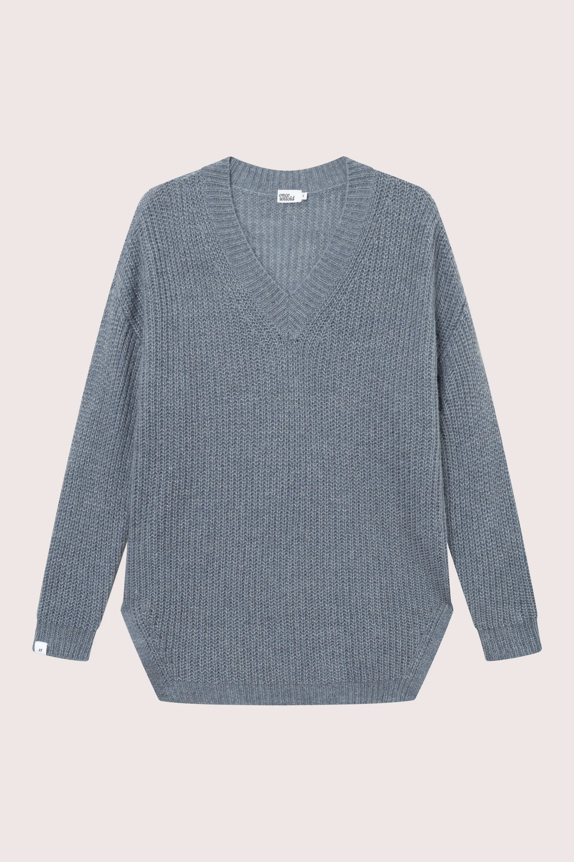 Florie V Neck Sweater - Greyish Blue