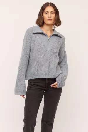 Florie Zip Knit - Greyish Blue