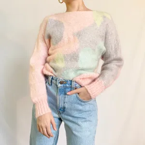 Flower Power Pastel Mohair Blend Sweater (S)