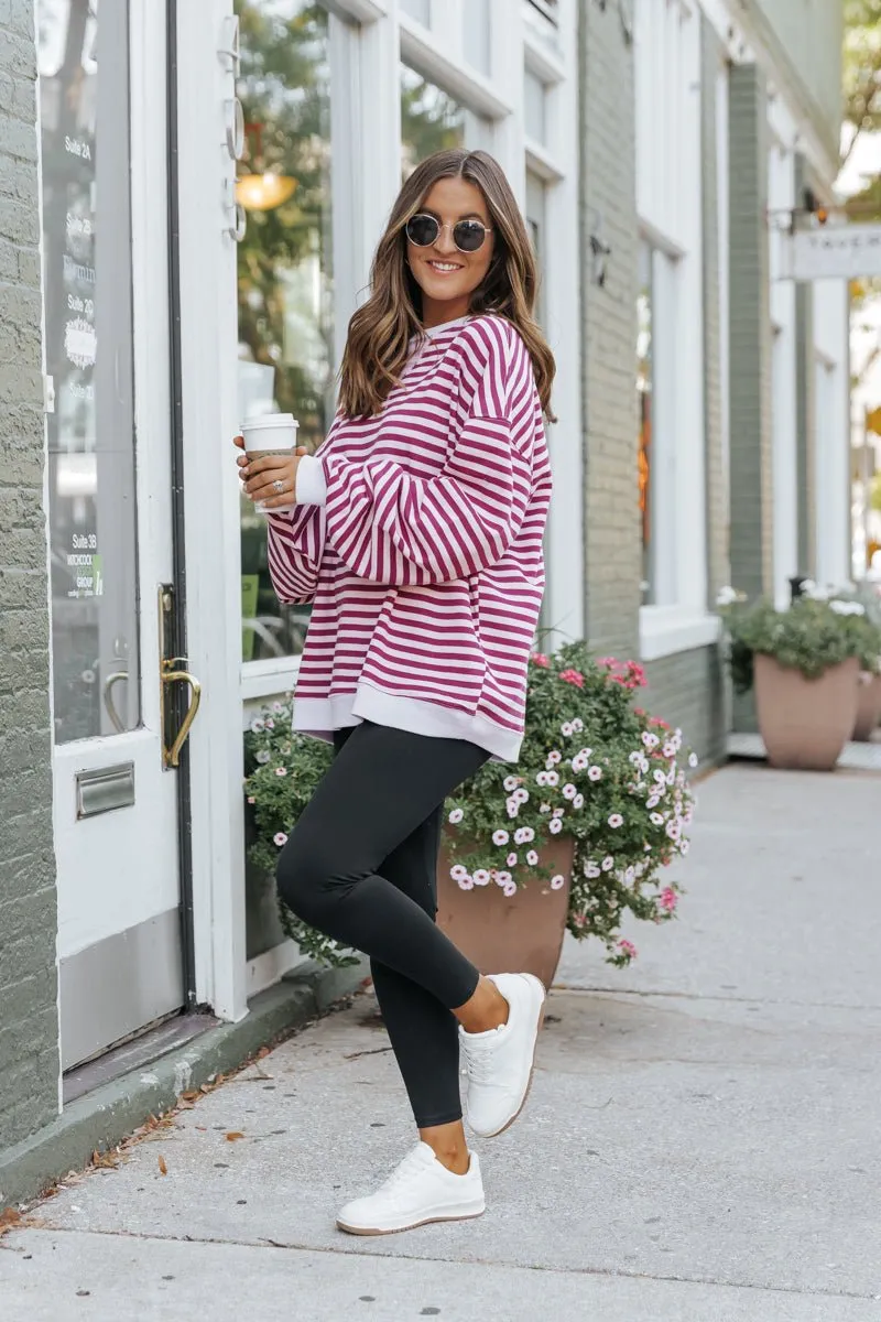 Free People Cherry Combo Classic Striped Sweater