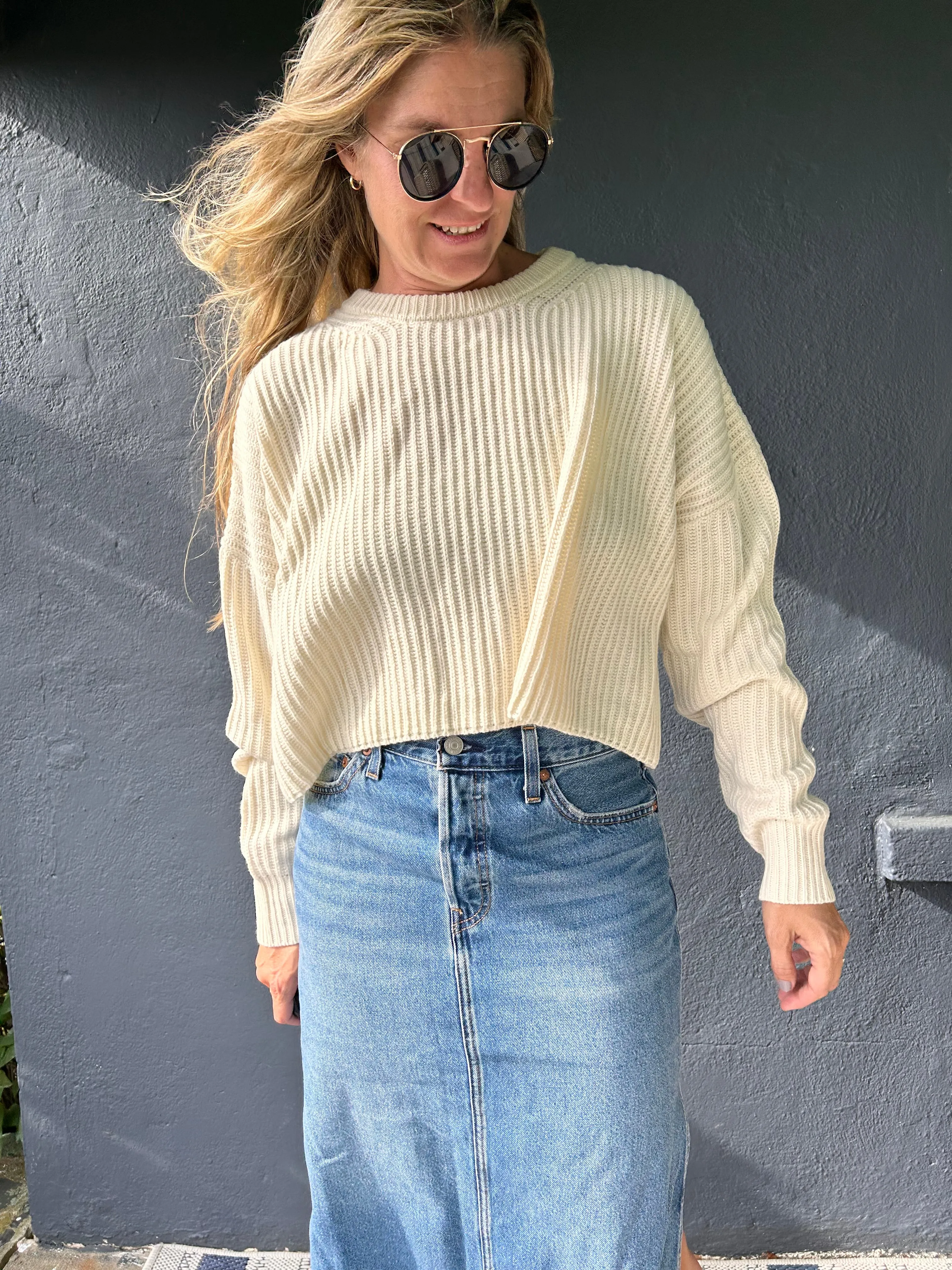 Freshly Minted cropped knit sweater top