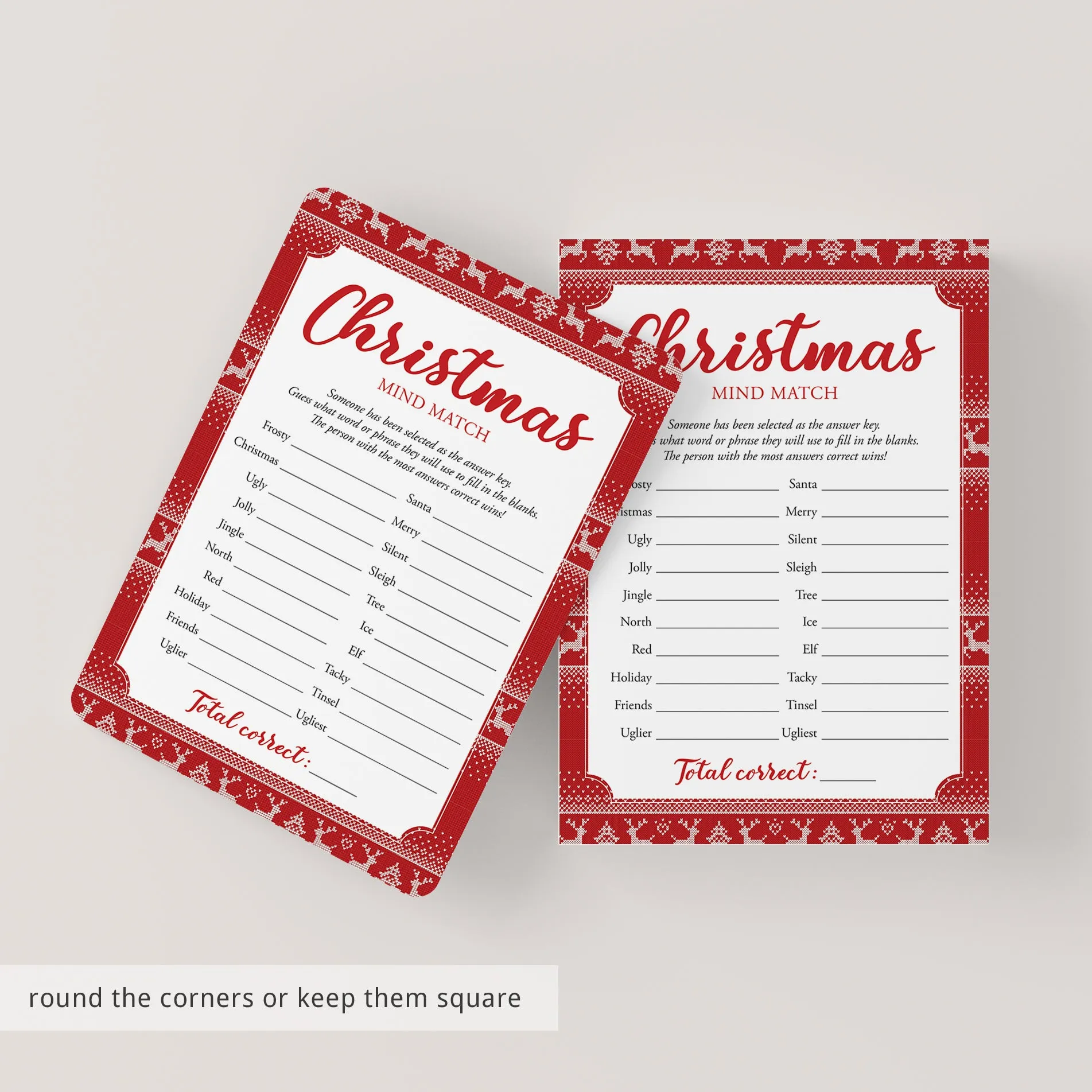 Fun Holiday Office Party Game Printable Mind Match