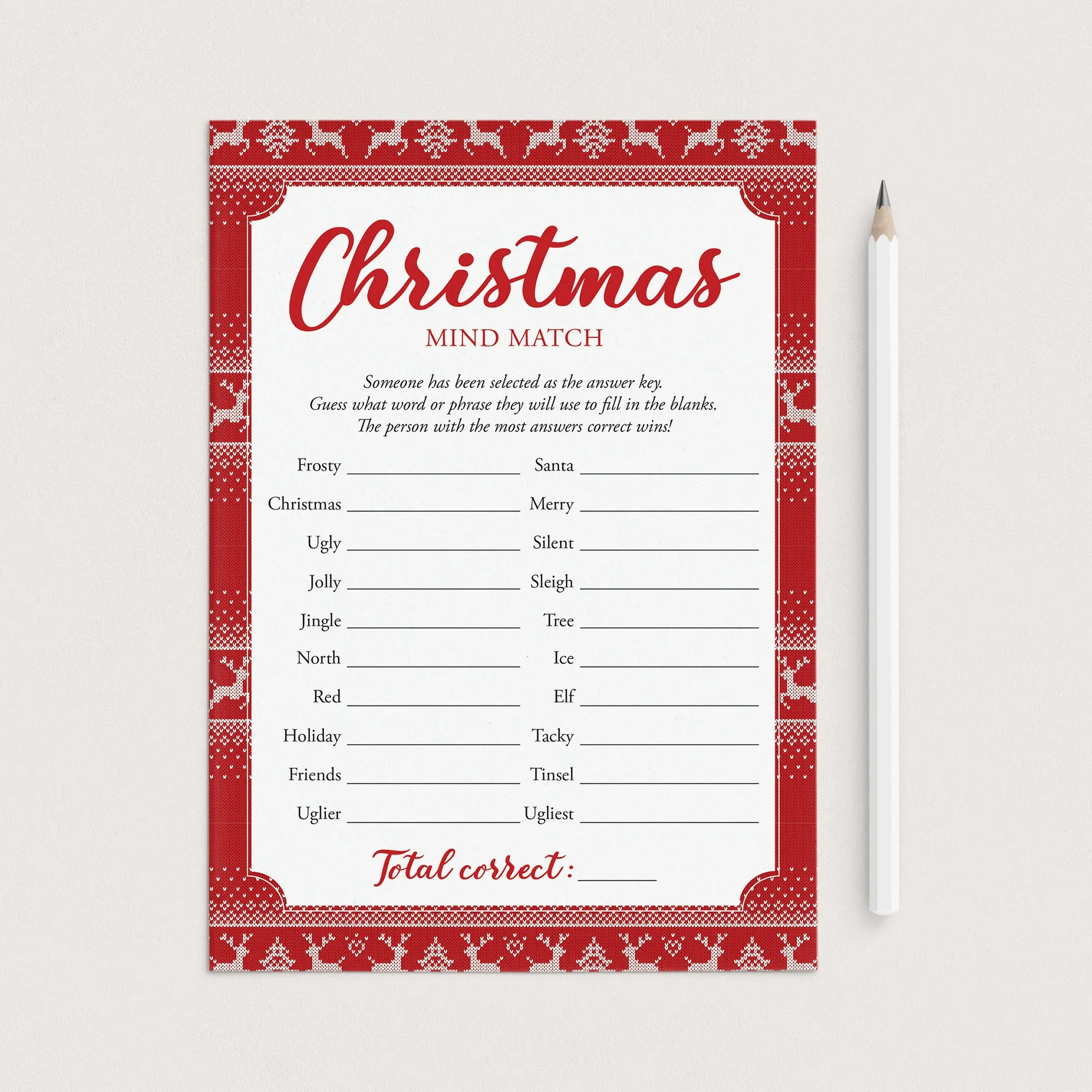 Fun Holiday Office Party Game Printable Mind Match