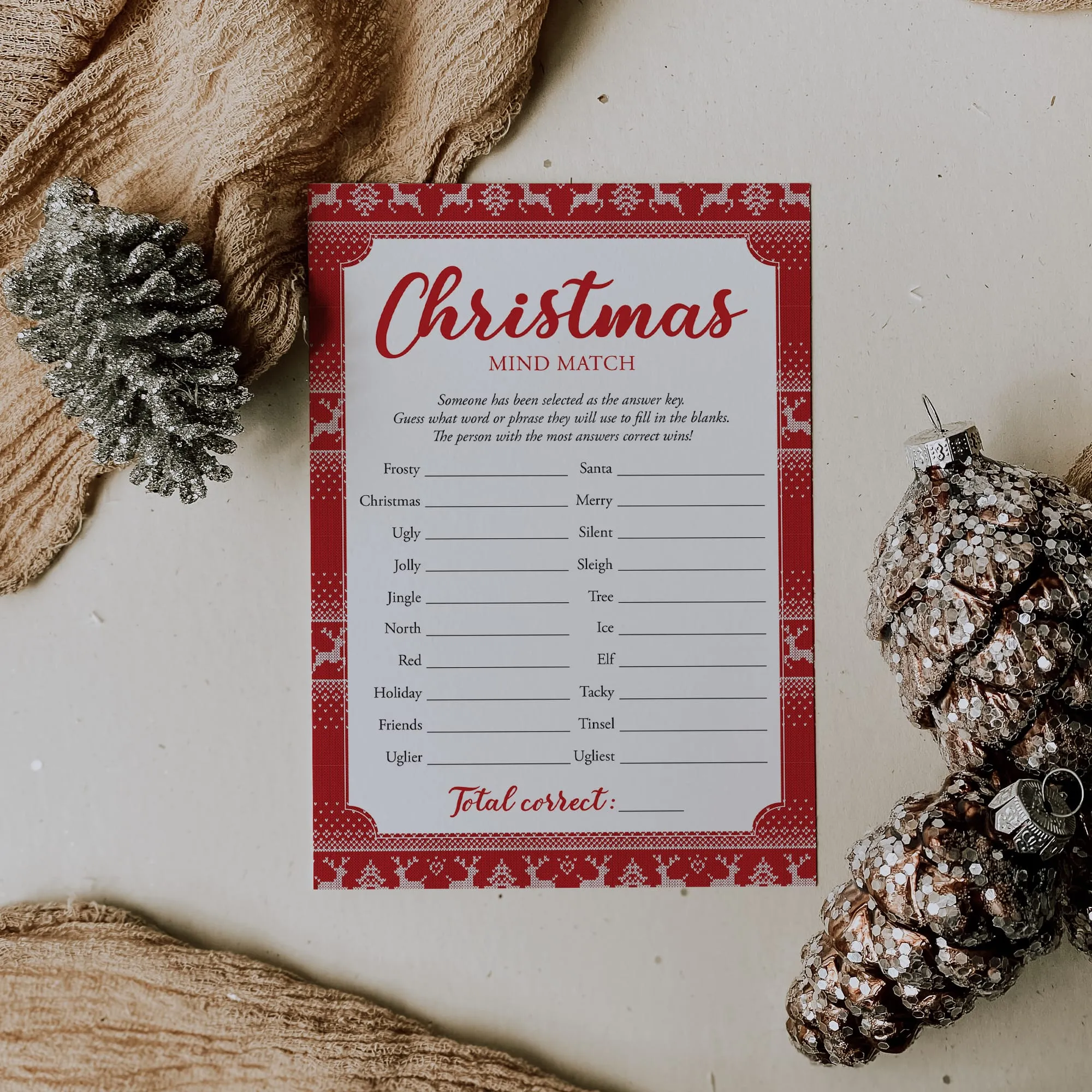 Fun Holiday Office Party Game Printable Mind Match