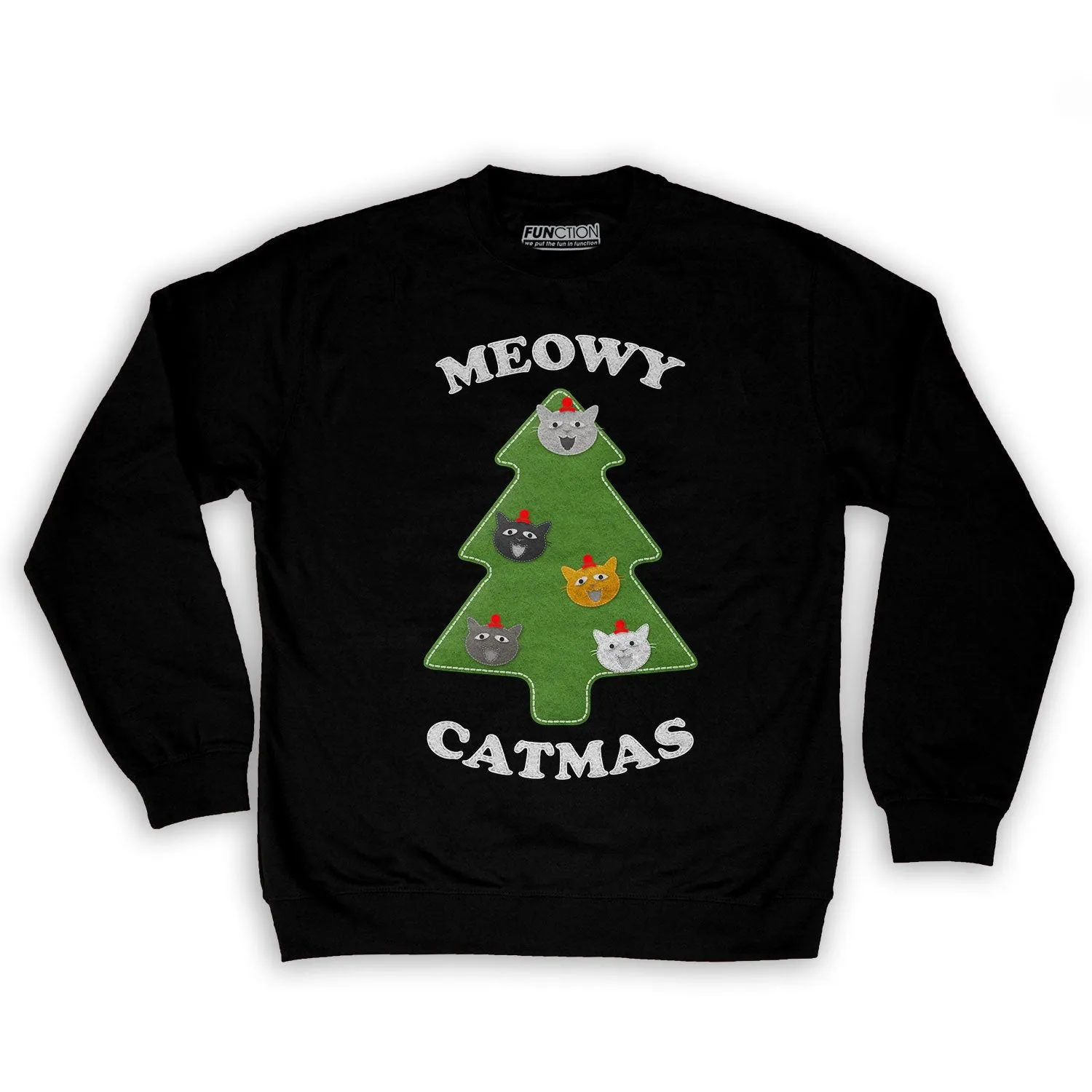 Function -  Ugly Christmas Meowy Christmas Men's Fashion Crew Neck Sweatshirt