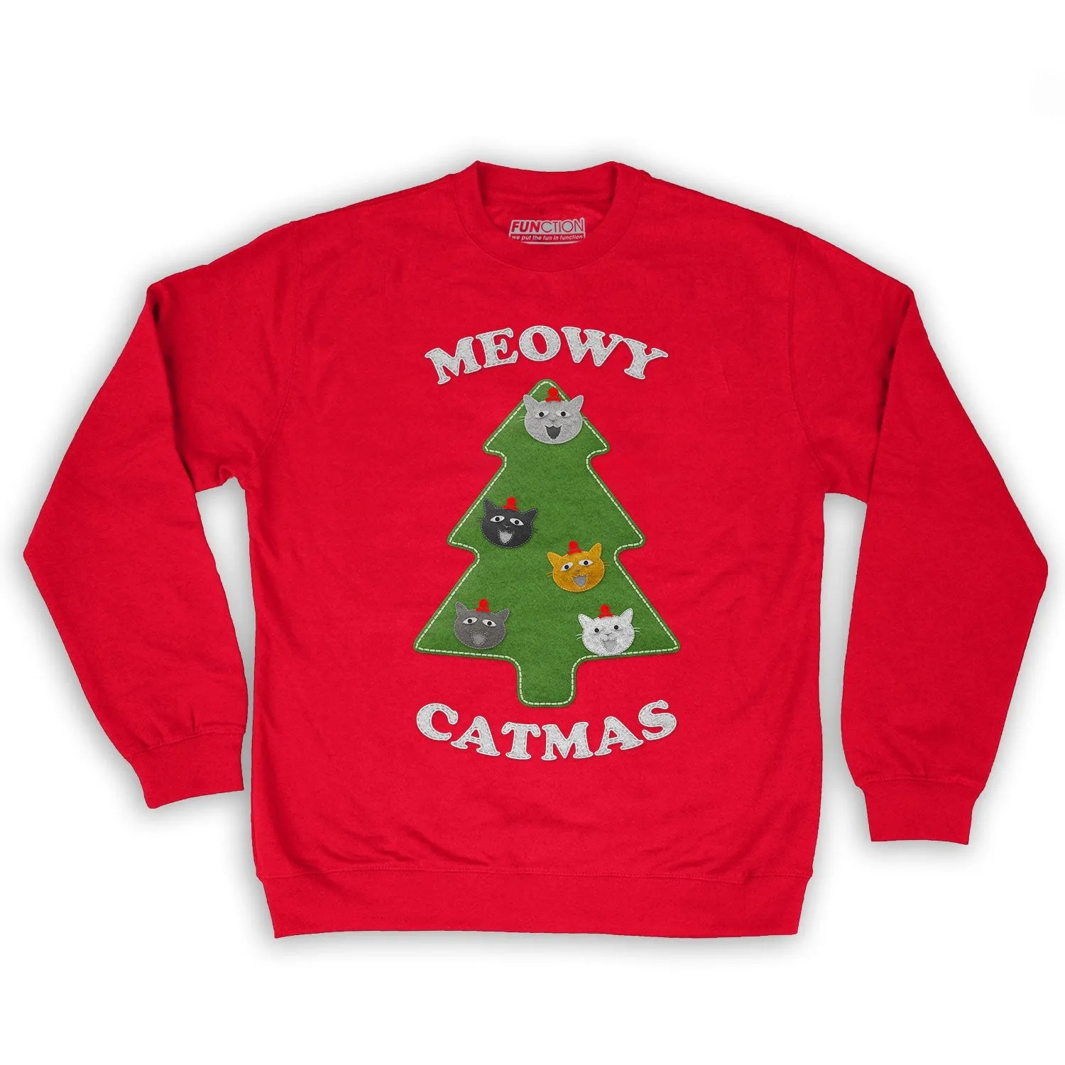 Function -  Ugly Christmas Meowy Christmas Men's Fashion Crew Neck Sweatshirt